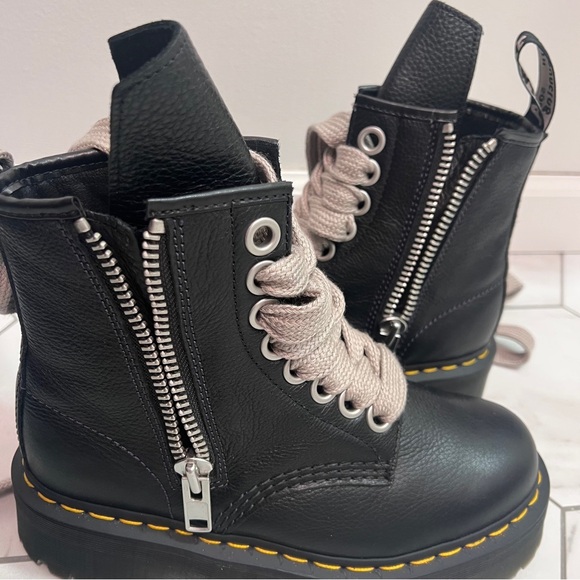 Dr. Martens Jumbo Lace 1460 Quad Rick Owens Black Platform Leather Boots Size 8 - Picture 6 of 11